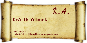 Králik Albert névjegykártya