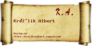 Králik Albert névjegykártya